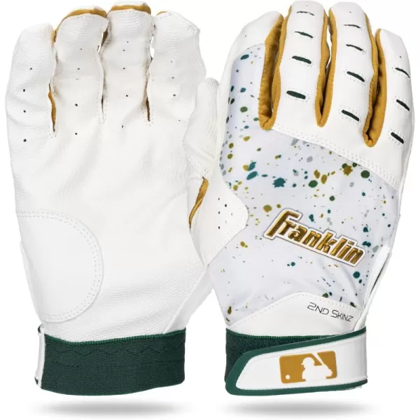 Franklin Sports MLB 2nd Skinz Batting Gloves  Adult  Youth Baseball  Softball Batting Gloves  Mens  Kids Baseball Teeball  Softball Gloves  Multiple Sizes  Colors AvailableWhiteForest Green