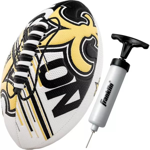 Franklin Sports NFL Team Footballs  Youth Mini Footballs for All NFL Teams  Kids Junior 85quot Football  Air Pump Sets  Official NFL Licensed FootballsNew Orleans Saints