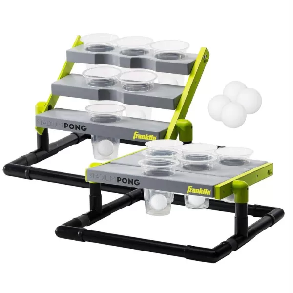 Franklin Sports Stadium Cup Pong Set  Jumbo 6 Cup Pong Game Set with Cups  Stand  Fun Indoor  Outdoor Tailgate Game