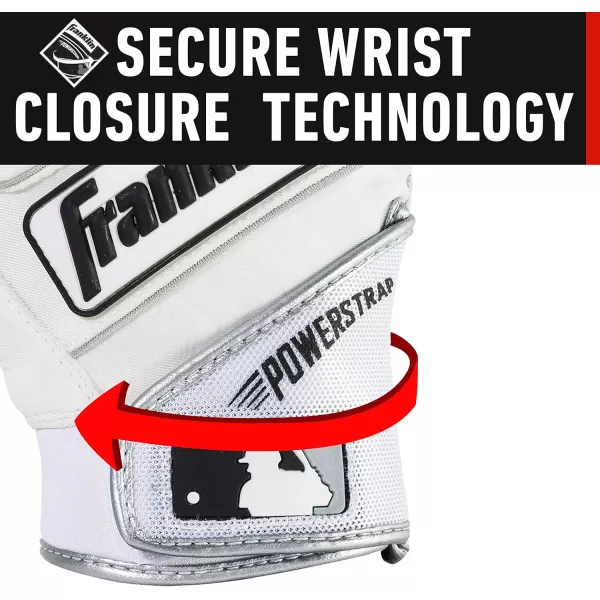 Franklin Sports MLB Baseball Batting Gloves  Powerstrap Adult  Youth Batting Gloves  Mens  Womens Baseball  Softball Batting Gloves  Boys  Girls Batting GlovesPearlWhite