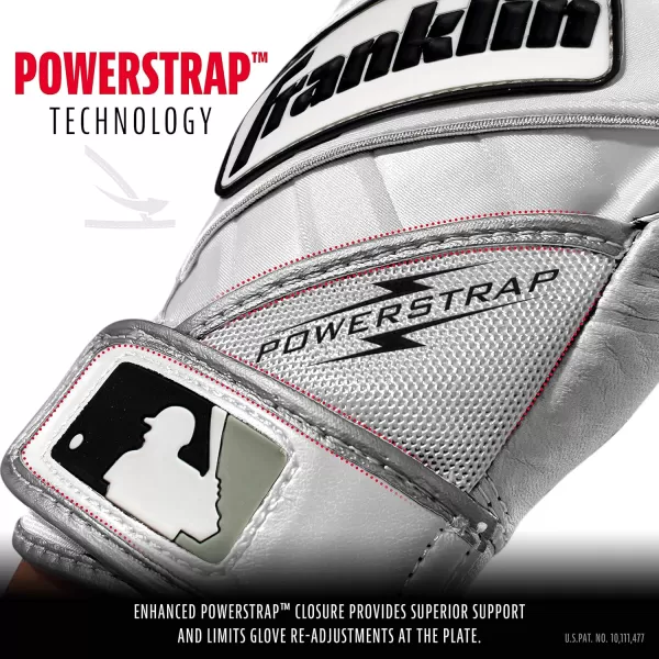 Franklin Sports MLB Baseball Batting Gloves  Powerstrap Adult  Youth Batting Gloves  Mens  Womens Baseball  Softball Batting Gloves  Boys  Girls Batting GlovesPearlWhite