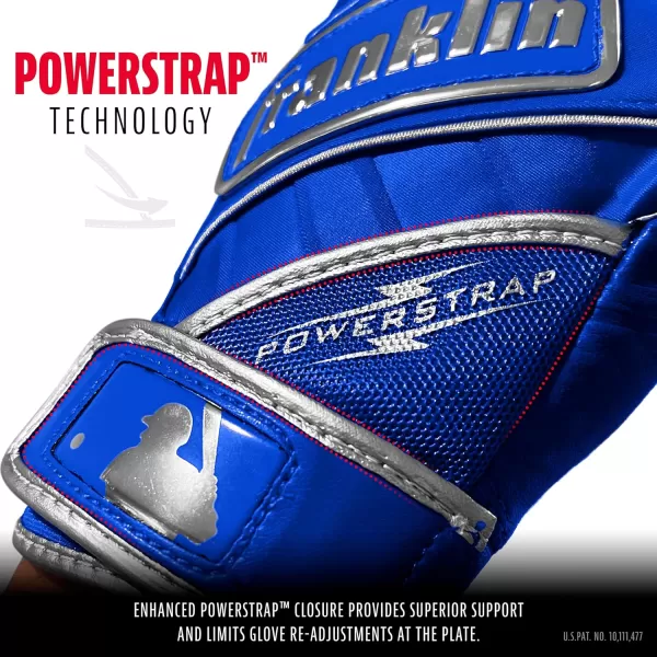 Franklin Sports MLB Baseball Batting Gloves  Powerstrap Adult  Youth Batting Gloves  Mens  Womens Baseball  Softball Batting Gloves  Boys  Girls Batting GlovesChrome Royal