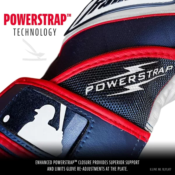 Franklin Sports MLB Baseball Batting Gloves  Powerstrap Adult  Youth Batting Gloves  Mens  Womens Baseball  Softball Batting Gloves  Boys  Girls Batting GlovesHiLite PearlNavy