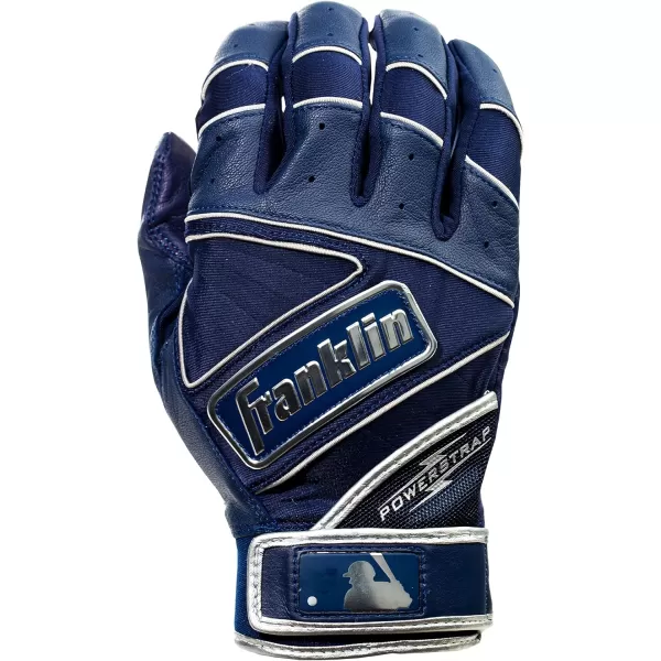 Franklin Sports MLB Baseball Batting Gloves  Powerstrap Adult  Youth Batting Gloves  Mens  Womens Baseball  Softball Batting Gloves  Boys  Girls Batting GlovesChrome Navy