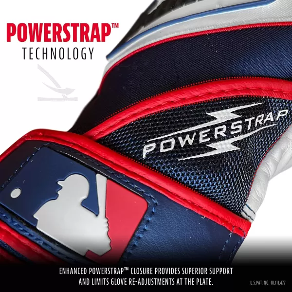Franklin Sports MLB Baseball Batting Gloves  Powerstrap Adult  Youth Batting Gloves  Mens  Womens Baseball  Softball Batting Gloves  Boys  Girls Batting GlovesPearlNavy
