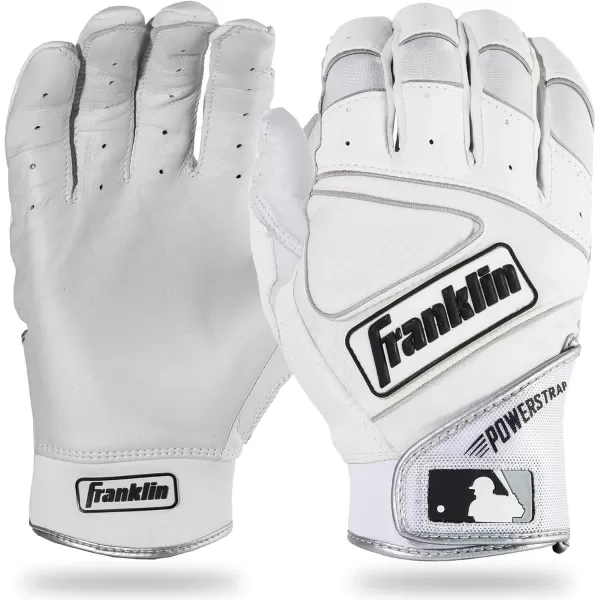 Franklin Sports MLB Baseball Batting Gloves  Powerstrap Adult  Youth Batting Gloves  Mens  Womens Baseball  Softball Batting Gloves  Boys  Girls Batting GlovesPearlWhite