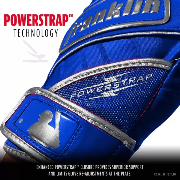 Franklin Sports MLB Baseball Batting Gloves  Powerstrap Adult  Youth Batting Gloves  Mens  Womens Baseball  Softball Batting Gloves  Boys  Girls Batting GlovesChrome Royal