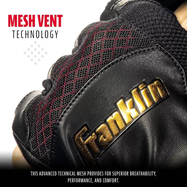 Franklin Sports MLB Baseball Batting Gloves  ShokSorb X Batting Gloves for Baseball  Softball  Adult  Youth Padded NonSting Batting Glove Pairs  Multiple Colors  SizesBlackGold