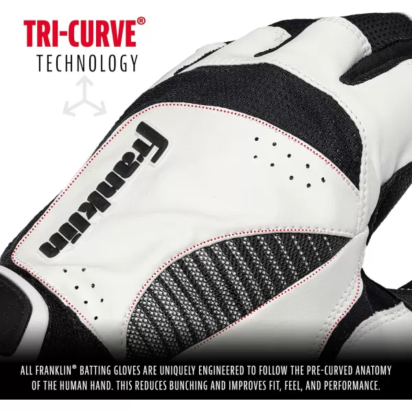 Franklin Sports MLB Baseball Batting Gloves  ShokSorb X Batting Gloves for Baseball  Softball  Adult  Youth Padded NonSting Batting Glove Pairs  Multiple Colors  SizesWhiteBlack