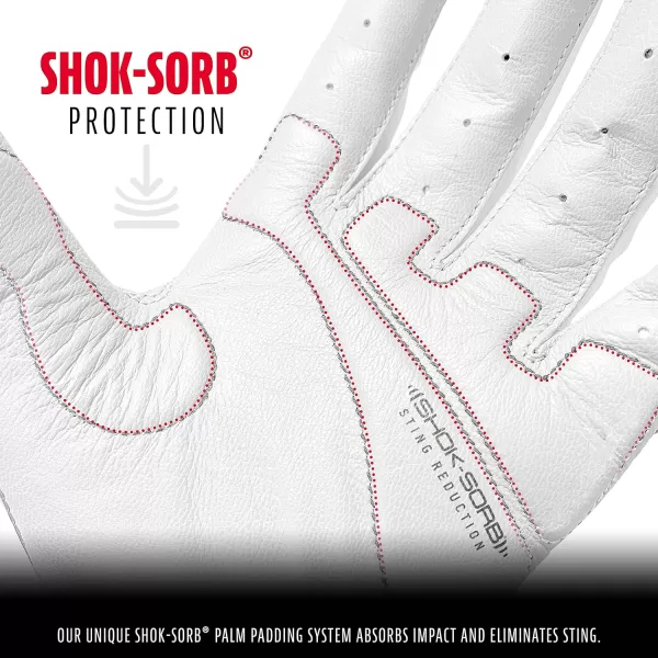 Franklin Sports MLB Baseball Batting Gloves  ShokSorb X Batting Gloves for Baseball  Softball  Adult  Youth Padded NonSting Batting Glove Pairs  Multiple Colors  SizesWhiteChrome