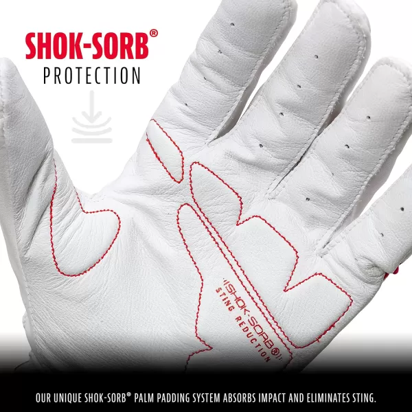 Franklin Sports MLB Baseball Batting Gloves  ShokSorb X Batting Gloves for Baseball  Softball  Adult  Youth Padded NonSting Batting Glove Pairs  Multiple Colors  SizesWhiteRed Chrome