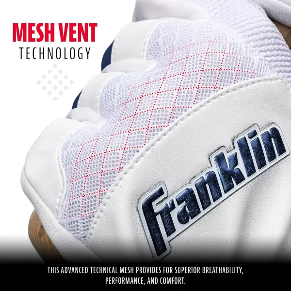 Franklin Sports MLB Baseball Batting Gloves  ShokSorb X Batting Gloves for Baseball  Softball  Adult  Youth Padded NonSting Batting Glove Pairs  Multiple Colors  SizesWhiteNavy Chrome