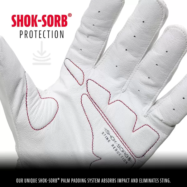 Franklin Sports MLB Baseball Batting Gloves  ShokSorb X Batting Gloves for Baseball  Softball  Adult  Youth Padded NonSting Batting Glove Pairs  Multiple Colors  SizesWhiteNavy Chrome