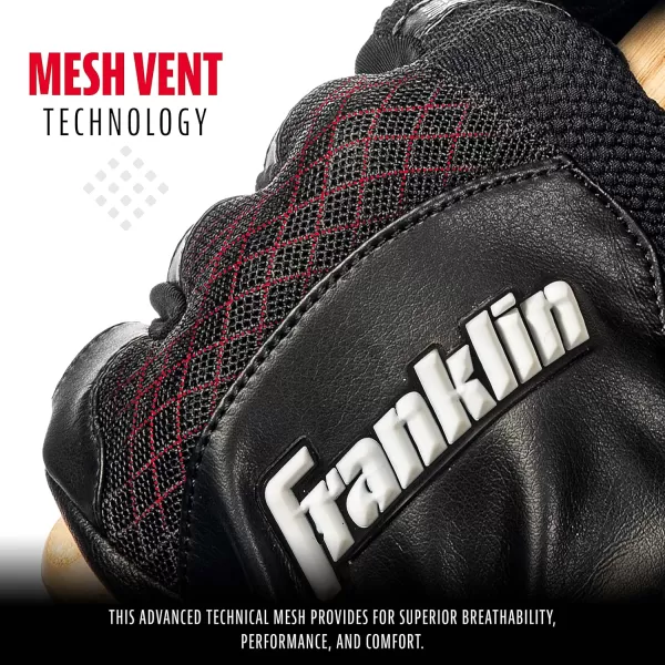 Franklin Sports MLB Baseball Batting Gloves  ShokSorb X Batting Gloves for Baseball  Softball  Adult  Youth Padded NonSting Batting Glove Pairs  Multiple Colors  SizesBlackBlack
