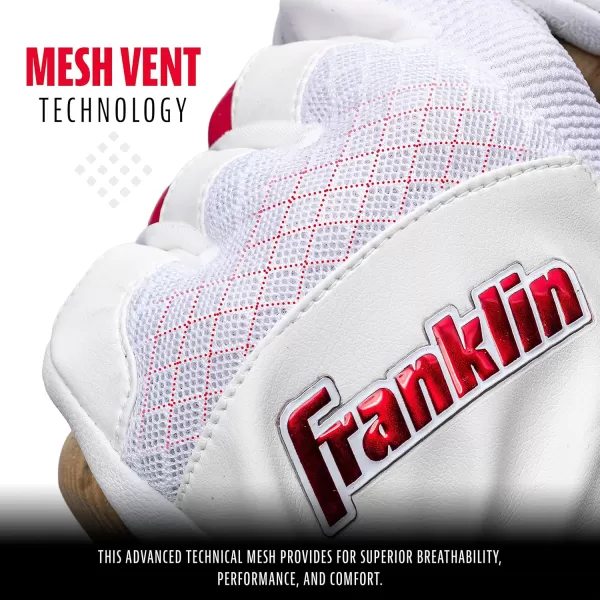 Franklin Sports MLB Baseball Batting Gloves  ShokSorb X Batting Gloves for Baseball  Softball  Adult  Youth Padded NonSting Batting Glove Pairs  Multiple Colors  SizesWhiteRed Chrome