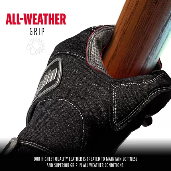 Franklin Sports MLB Batting Gloves  All Weather Pro Adult  Youth Batting Gloves Pair  Cold Weather Gloves  Baseball  Softball Batting GlovesBlack Chrome