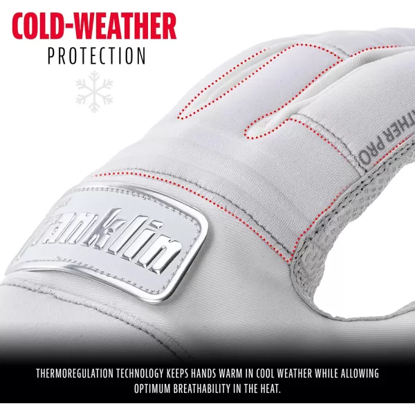 Franklin Sports MLB Batting Gloves  All Weather Pro Adult  Youth Batting Gloves Pair  Cold Weather Gloves  Baseball  Softball Batting GlovesWhite Chrome