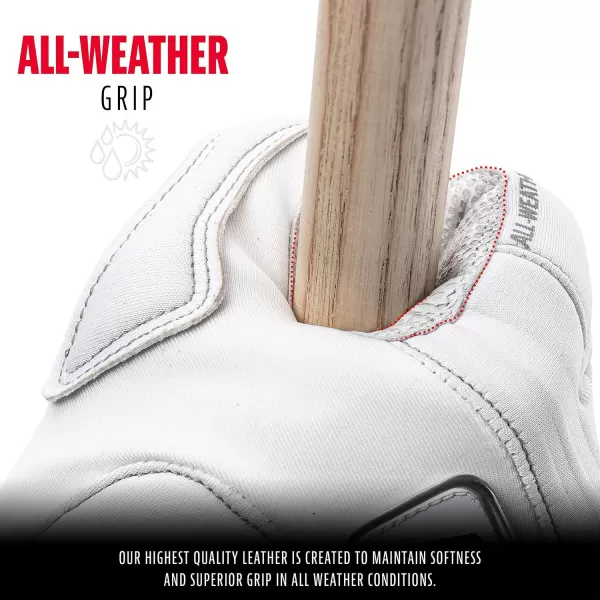 Franklin Sports MLB Batting Gloves  All Weather Pro Adult  Youth Batting Gloves Pair  Cold Weather Gloves  Baseball  Softball Batting GlovesWhite Chrome