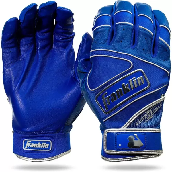 Franklin Sports MLB Baseball Batting Gloves  Powerstrap Adult  Youth Batting Gloves  Mens  Womens Baseball  Softball Batting Gloves  Boys  Girls Batting GlovesChrome Royal