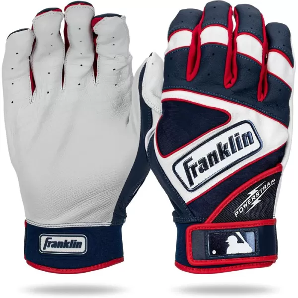 Franklin Sports MLB Baseball Batting Gloves  Powerstrap Adult  Youth Batting Gloves  Mens  Womens Baseball  Softball Batting Gloves  Boys  Girls Batting GlovesHiLite PearlNavy