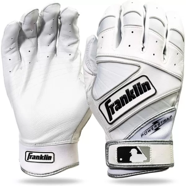Franklin Sports MLB Baseball Batting Gloves  Powerstrap Adult  Youth Batting Gloves  Mens  Womens Baseball  Softball Batting Gloves  Boys  Girls Batting GlovesPearlWhite