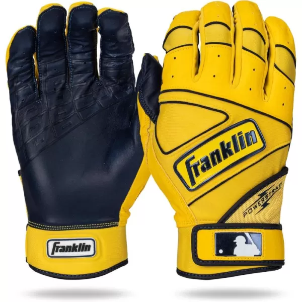 Franklin Sports MLB Baseball Batting Gloves  Powerstrap Adult  Youth Batting Gloves  Mens  Womens Baseball  Softball Batting Gloves  Boys  Girls Batting GlovesYellowNavy