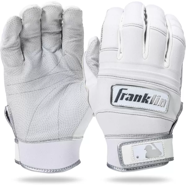 Franklin Sports MLB Batting Gloves  All Weather Pro Adult  Youth Batting Gloves Pair  Cold Weather Gloves  Baseball  Softball Batting GlovesWhite Chrome