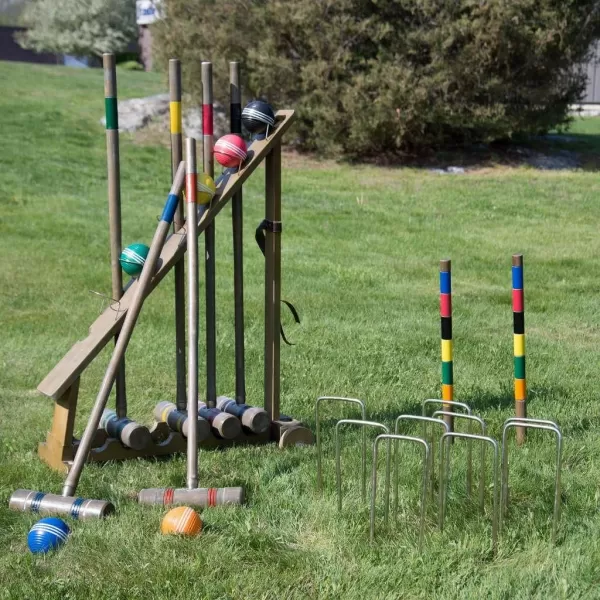 imageFranklin Sports Croquet Set  Intermediate Croquet Set with Mallets Balls  Wickets  Family Outdoor  Lawn Game with Stand  Adult  Kids Set  6 PlayersVintage