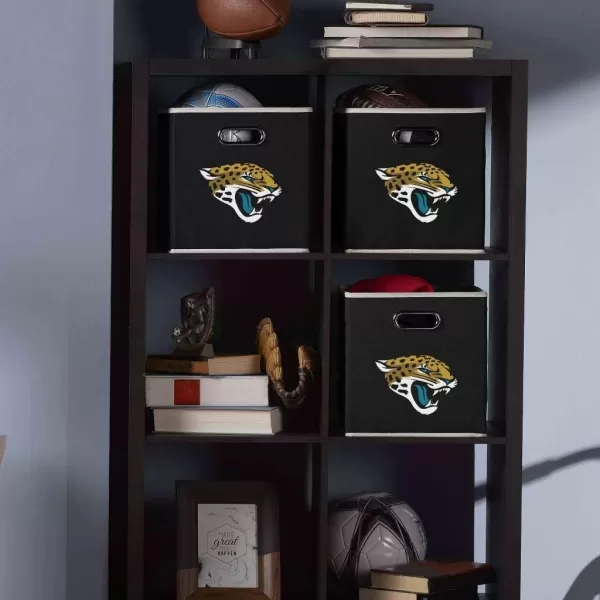 imageFranklin Sports NFL Storage Bins  Collapsible Cube Container  Storage Basket  NFL Office Bedroom  Living Room Dcor  11quotx11quotJacksonville Jaguars