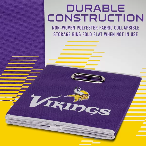 imageFranklin Sports NFL Storage Bins  Collapsible Cube Container  Storage Basket  NFL Office Bedroom  Living Room Dcor  11quotx11quotMinnesota Vikings