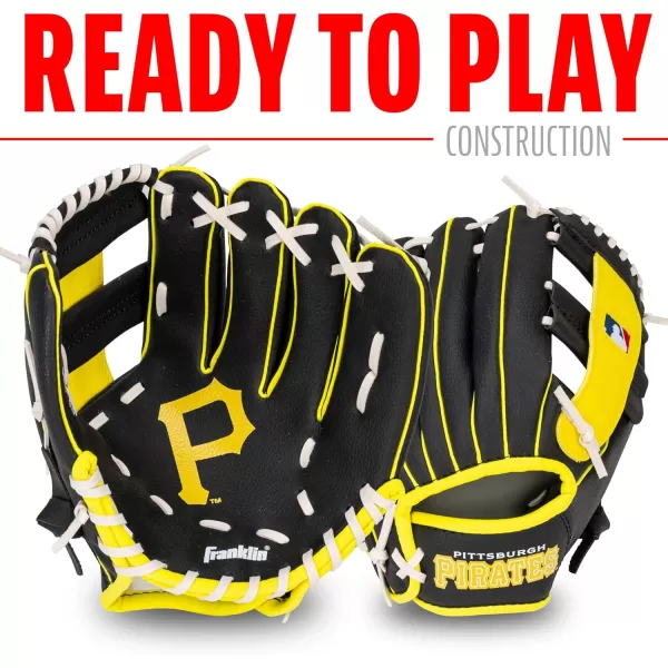 imageFranklin Sports MLB Youth Teeball Glove and Ball Set  Kids Baseball and Teeball Glove and Ball  Perfect First Kids Glove  95quotPittsburgh Pirates