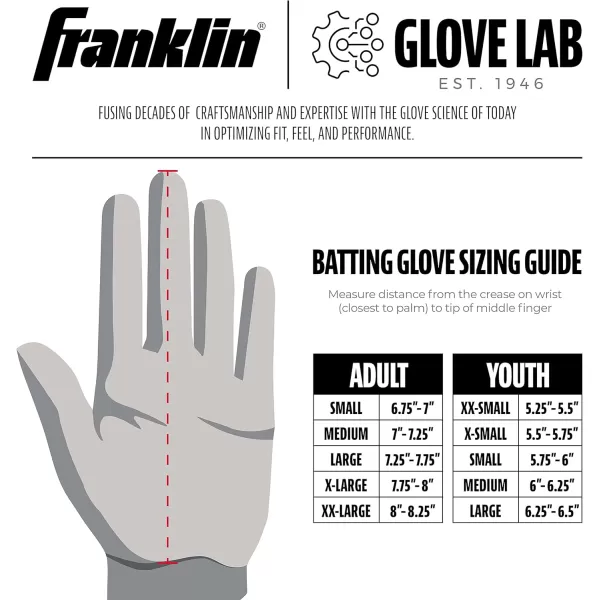 imageFranklin Sports MLB Baseball Batting Gloves  Pro Classic Batting Gloves for Baseball  Softball  Adult Mens  Youth Batting Glove PairsBlackGold