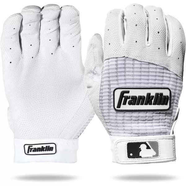 imageFranklin Sports MLB Baseball Batting Gloves  Pro Classic Batting Gloves for Baseball  Softball  Adult Mens  Youth Batting Glove PairsPearlWhite