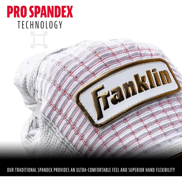 imageFranklin Sports MLB Baseball Batting Gloves  Pro Classic Batting Gloves for Baseball  Softball  Adult Mens  Youth Batting Glove PairsWhiteGold