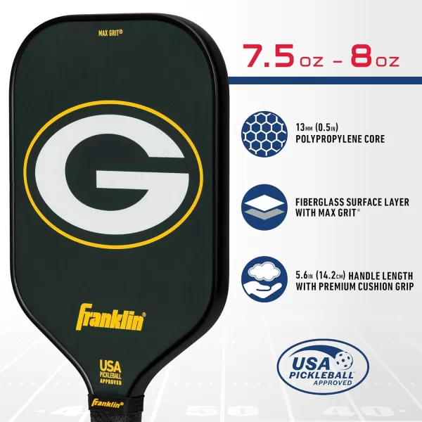 imageFranklin Sports NFL Pro Pickleball Paddle  13MM Signature Series Pro Pickleball Paddle with MaxGrit Surface  Official NFL Team  USAP Approved  Premium Quality  Authentic NFL Team LogosTeam Specific