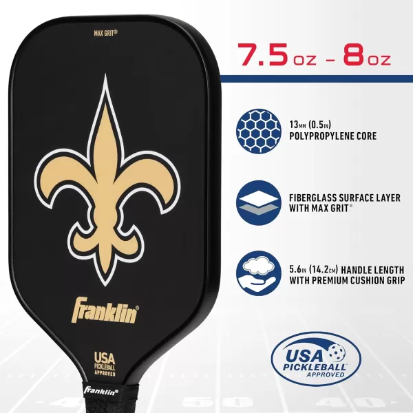 imageFranklin Sports NFL Pro Pickleball Paddle  13MM Signature Series Pro Pickleball Paddle with MaxGrit Surface  Official NFL Team  USAP Approved  Premium Quality  Authentic NFL Team LogosTeam Specific