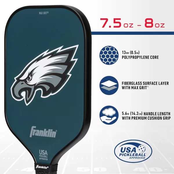 imageFranklin Sports NFL Pro Pickleball Paddle  13MM Signature Series Pro Pickleball Paddle with MaxGrit Surface  Official NFL Team  USAP Approved  Premium Quality  Authentic NFL Team LogosTeam Specific
