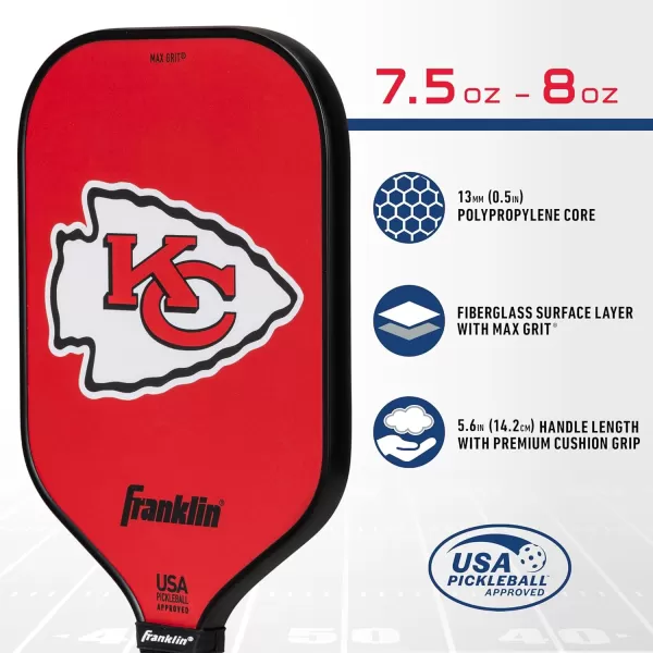 imageFranklin Sports NFL Pro Pickleball Paddle  13MM Signature Series Pro Pickleball Paddle with MaxGrit Surface  Official NFL Team  USAP Approved  Premium Quality  Authentic NFL Team LogosTeam Specific
