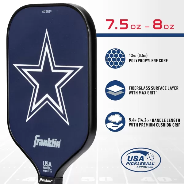 imageFranklin Sports NFL Pro Pickleball Paddle  13MM Signature Series Pro Pickleball Paddle with MaxGrit Surface  Official NFL Team  USAP Approved  Premium Quality  Authentic NFL Team LogosTeam Specific
