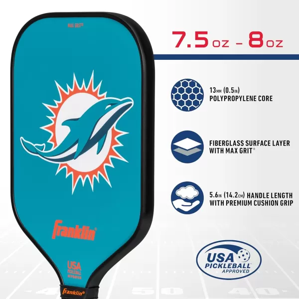 imageFranklin Sports NFL Pro Pickleball Paddle  13MM Signature Series Pro Pickleball Paddle with MaxGrit Surface  Official NFL Team  USAP Approved  Premium Quality  Authentic NFL Team LogosTeam Specific