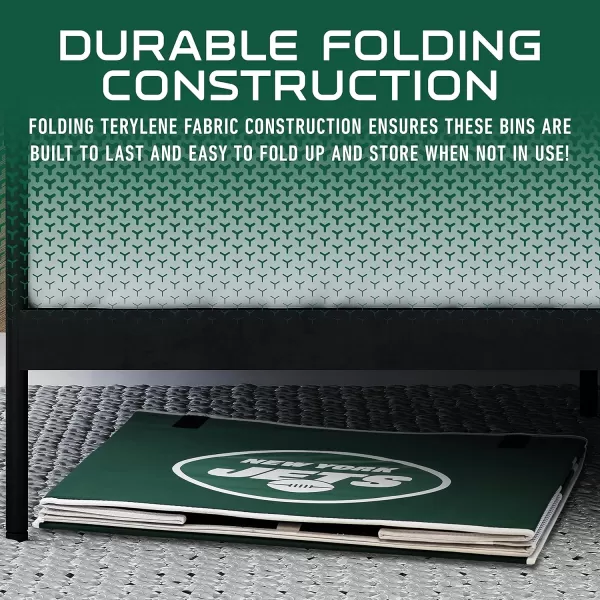 imageFranklin Sports NFL Storage Footlocker Bins  Large Folding Organizer Containers  NFL Team Office Bedroom  Living Room Dcor  Large  Small BinsNew York Jets