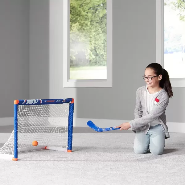 imageFranklin Sports NHL Mini Hockey Set  Kids Indoor Knee Hockey Goal Ball  2 Mini Hockey Stick Combo Set  Youth NHL Team Indoor Toy Knee Hockey Sets  NHL Official  Ages 3New York Islanders