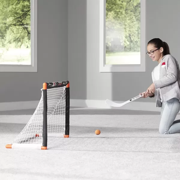 imageFranklin Sports NHL Mini Hockey Set  Kids Indoor Knee Hockey Goal Ball  2 Mini Hockey Stick Combo Set  Youth NHL Team Indoor Toy Knee Hockey Sets  NHL Official  Ages 3Philadelphia Flyers