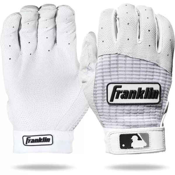 imageFranklin Sports MLB Baseball Batting Gloves  Pro Classic Batting Gloves for Baseball  Softball  Adult Mens  Youth Batting Glove PairsPearlWhite