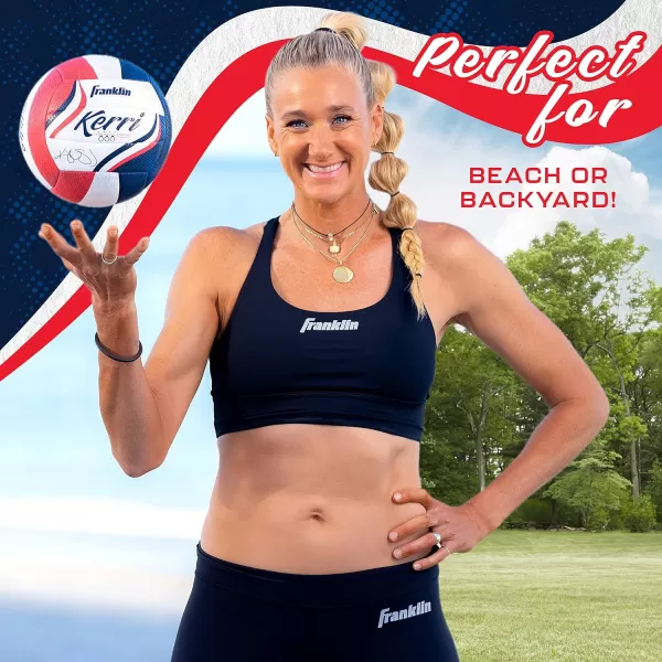 imageFranklin Sports Kerri Walsh USA Beach Volleyball  Soft Cover Official Size Beach  Outdoor Volleyball  Red White  Blue Volleyball  Pump  Needle