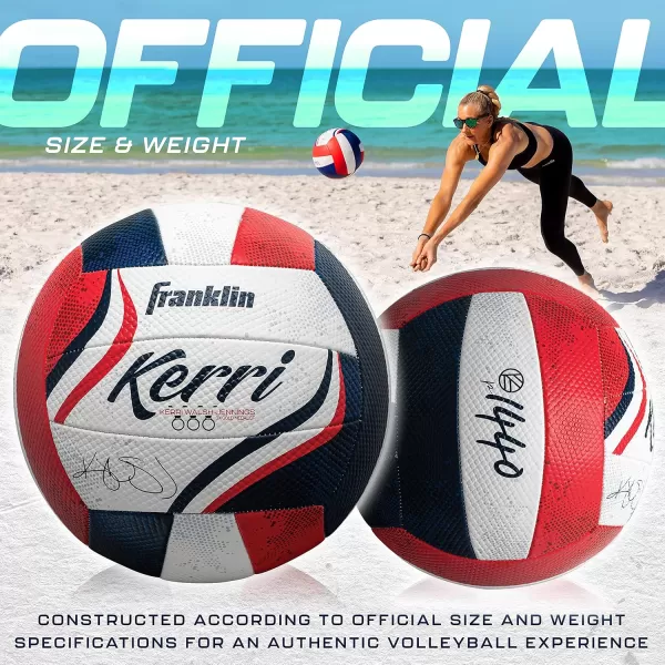 imageFranklin Sports Kerri Walsh USA Beach Volleyball  Soft Cover Official Size Beach  Outdoor Volleyball  Red White  Blue Volleyball  Pump  Needle