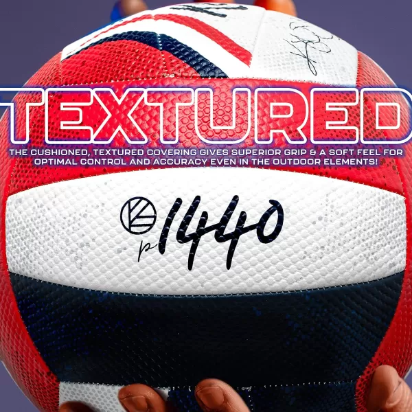 imageFranklin Sports Kerri Walsh USA Beach Volleyball  Soft Cover Official Size Beach  Outdoor Volleyball  Red White  Blue Volleyball  Pump  Needle