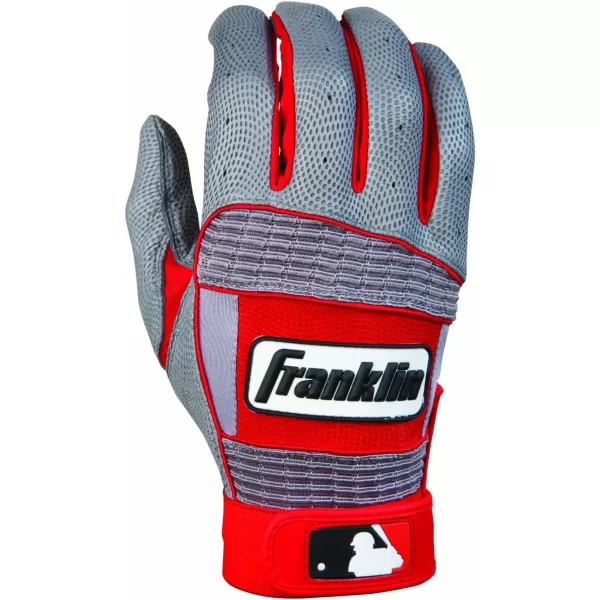 imageFranklin Sports MLB Batting Gloves  Neo Classic II Adult Batting Gloves Pair  Baseball  Softball Batting GlovesGrayRed