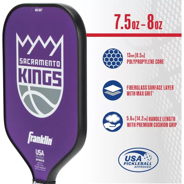 imageFranklin Sports NBA Pickleball Paddle  Official NBA Team Pickleball Paddles  USAP USAPA Approved Premium Quality Pickleball Paddles  Authentic Team Logos  ColorsSacramento Kings