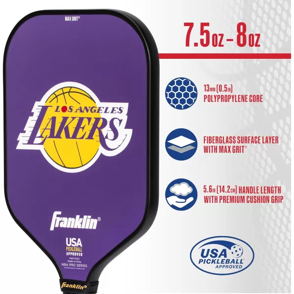imageFranklin Sports NBA Pickleball Paddle  Official NBA Team Pickleball Paddles  USAP USAPA Approved Premium Quality Pickleball Paddles  Authentic Team Logos  ColorsLos Angeles Lakers